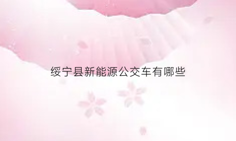 绥宁县新能源公交车有哪些