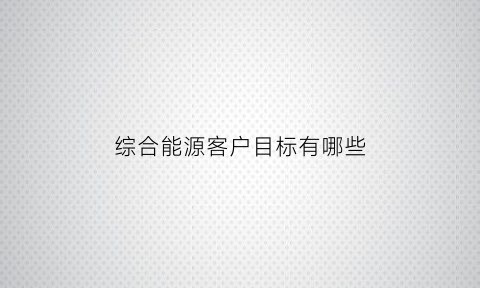 综合能源客户目标有哪些