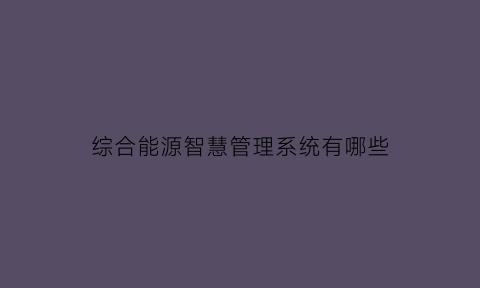 综合能源智慧管理系统有哪些