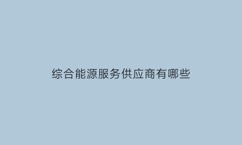 综合能源服务供应商有哪些