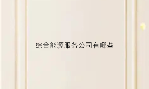 综合能源服务公司有哪些