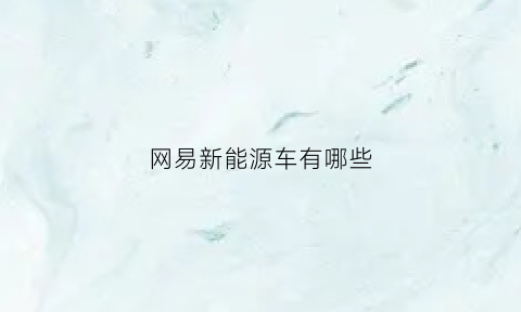 网易新能源车有哪些