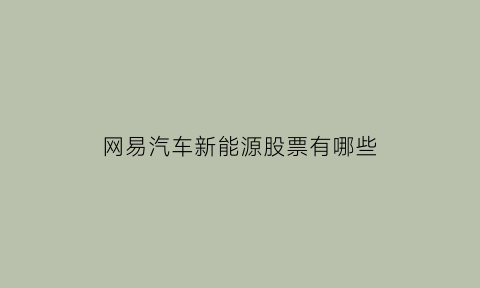 网易汽车新能源股票有哪些