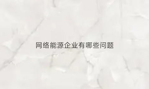 网络能源企业有哪些问题