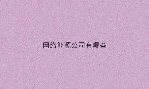 网络能源公司有哪些