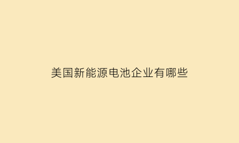 美国新能源电池企业有哪些(美国新能源公司排名)