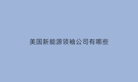 美国新能源领袖公司有哪些