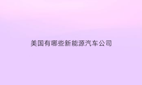 美国有哪些新能源汽车公司(美国新能源汽车公司排名)