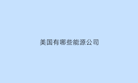 美国有哪些能源公司