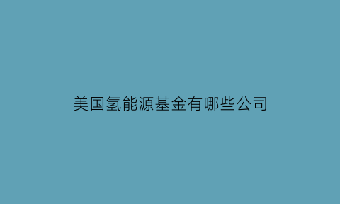 美国氢能源基金有哪些公司(美国氢能源上市公司有哪些)