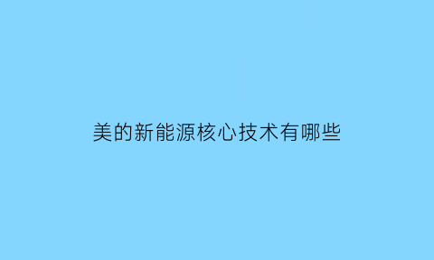 美的新能源核心技术有哪些