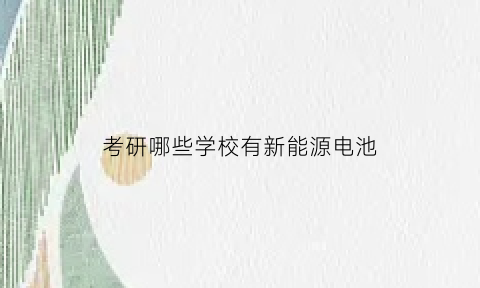 考研哪些学校有新能源电池(新能源考研大学排名)