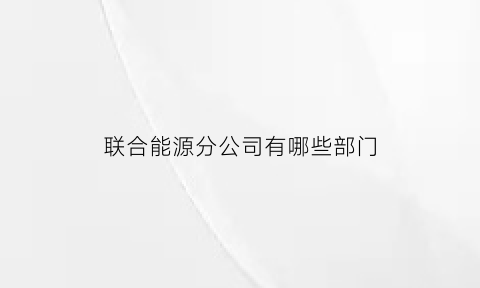 联合能源分公司有哪些部门