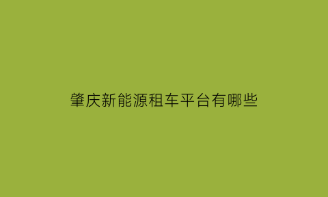 肇庆新能源租车平台有哪些(肇庆新能源租车平台有哪些地方)