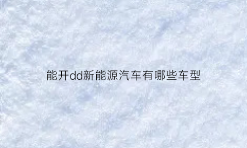 能开dd新能源汽车有哪些车型