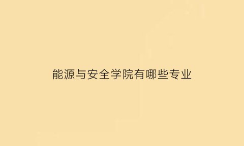 能源与安全学院有哪些专业