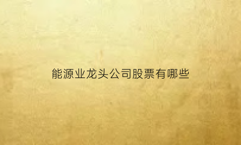 能源业龙头公司股票有哪些