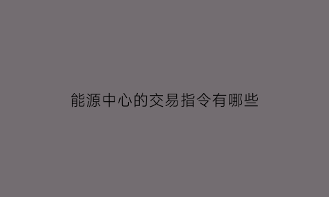 能源中心的交易指令有哪些