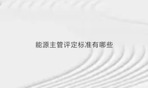 能源主管评定标准有哪些(能源管理负责人的主要职责)