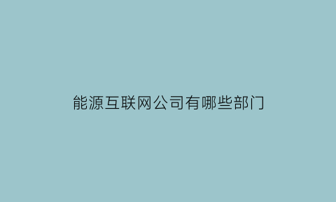 能源互联网公司有哪些部门