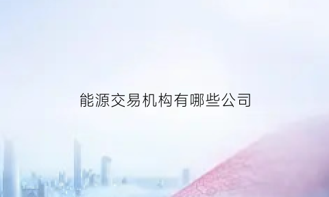 能源交易机构有哪些公司