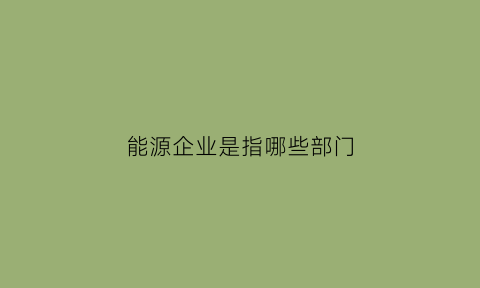 能源企业是指哪些部门