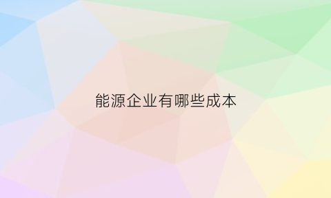 能源企业有哪些成本