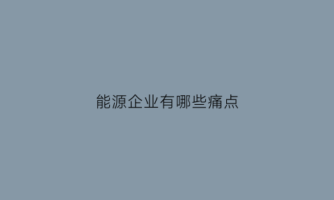 能源企业有哪些痛点