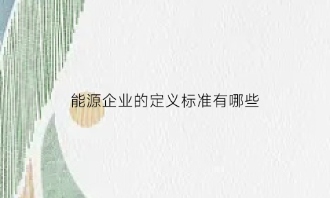 能源企业的定义标准有哪些