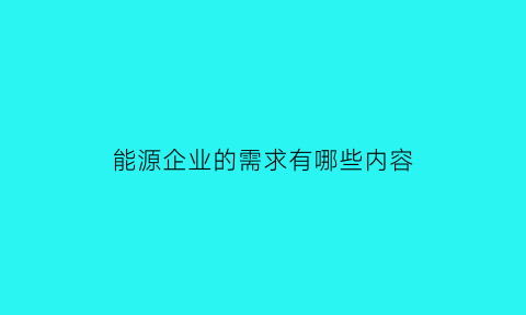 能源企业的需求有哪些内容