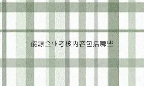 能源企业考核内容包括哪些