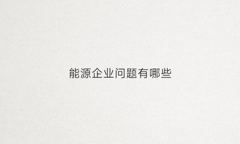 能源企业问题有哪些