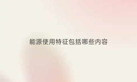 能源使用特征包括哪些内容