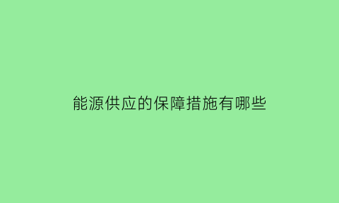 能源供应的保障措施有哪些