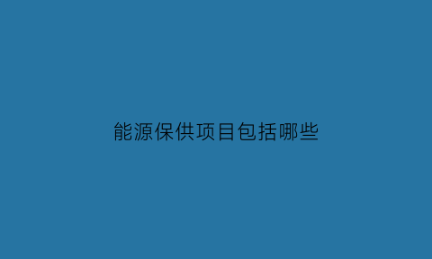 能源保供项目包括哪些