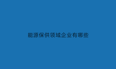 能源保供领域企业有哪些