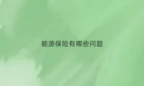 能源保险有哪些问题