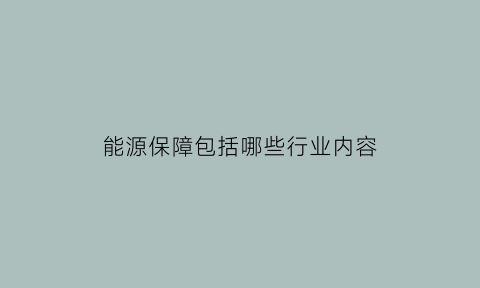 能源保障包括哪些行业内容(能源保障中存在的问题)