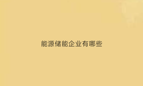 能源储能企业有哪些(储能企业)