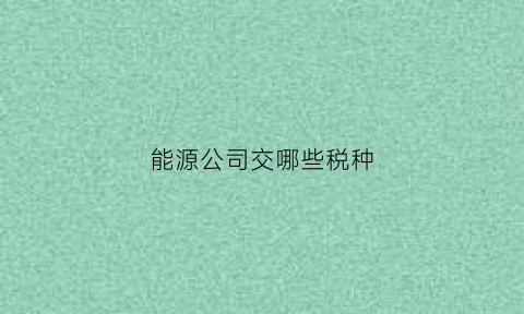 能源公司交哪些税种