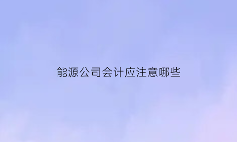 能源公司会计应注意哪些