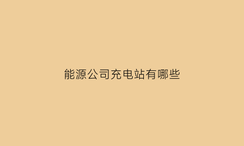 能源公司充电站有哪些