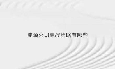 能源公司商战策略有哪些