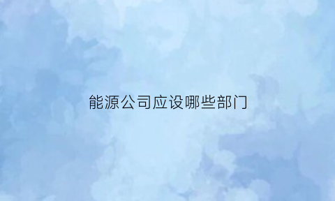 能源公司应设哪些部门