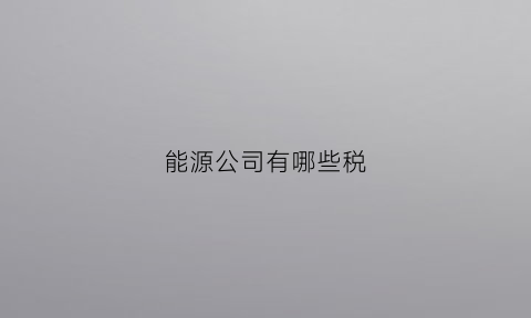 能源公司有哪些税