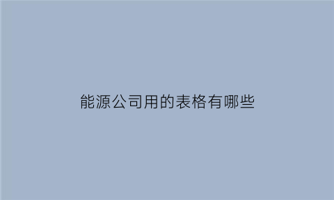 能源公司用的表格有哪些(能源表格表)