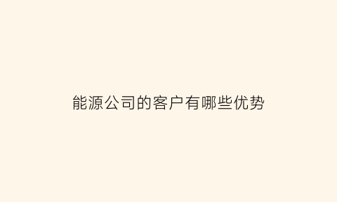 能源公司的客户有哪些优势