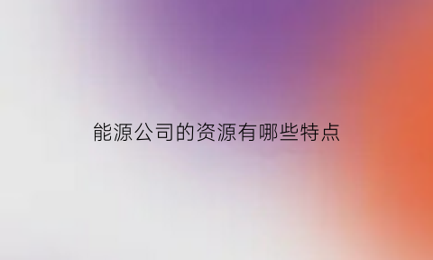 能源公司的资源有哪些特点(能源公司范围)