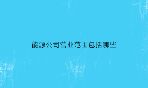 能源公司营业范围包括哪些