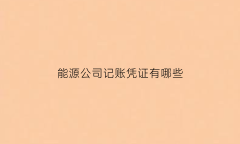 能源公司记账凭证有哪些